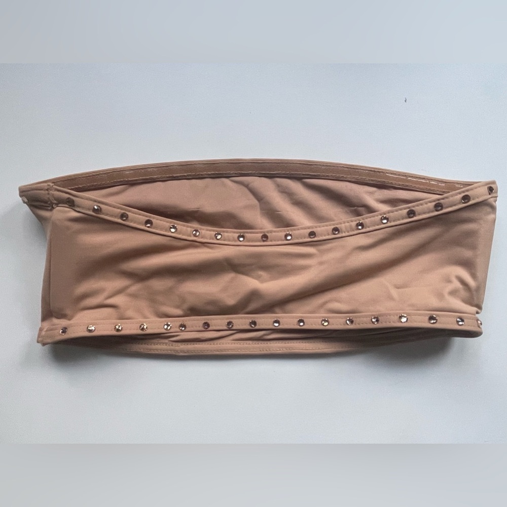 Skims Rhinestone Swim Bandeau Bikini Top Women’s Size XXS NWT Ochre - Picture 2 of 4